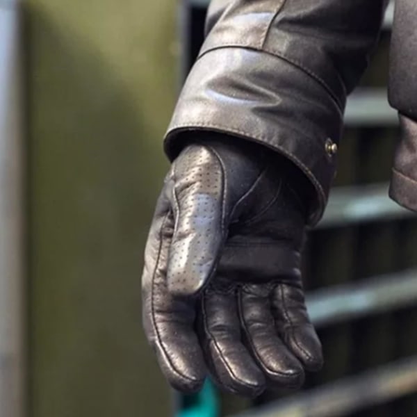 Helläderhandskar, svarta stärker andningsbara ridhandskar Halkfri elastisk handled för motorcykelkörning