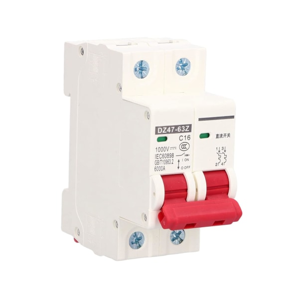 Strömbrytare Strömbrytare 2P Lågspänning 6000A Brytkraft Din Rail Mount 16A Dc 1000V Strömbrytare