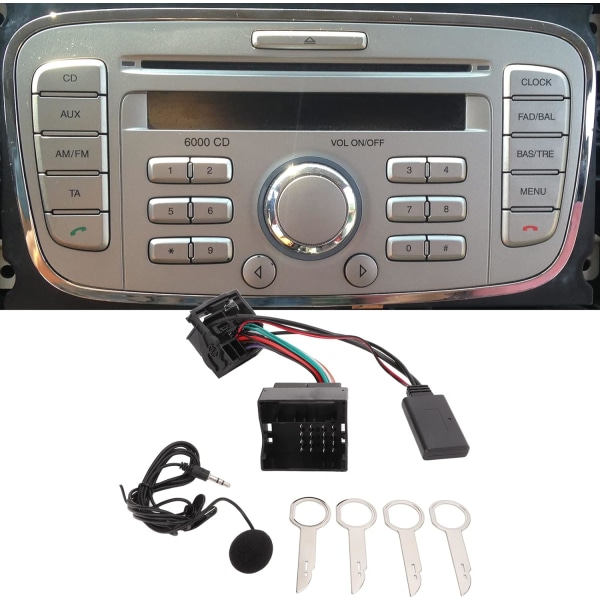Bluetooth Aux-mottagare för bil， Aux Bluetooth biladapter, Bluetooth 5.0 trådlös ljudadapter Aux in-kabel för Ford Focus Mondeo Fiesta Fusion