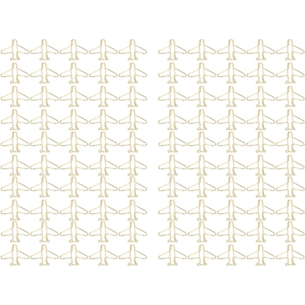 100 st pappersklämmor Bärbar Antirost galvanisering Guld Söt flygplansformad metallklämma för kontor Dokumentfil Organisation Skola