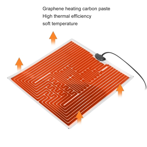 Reptil värmematta, vattentät reptil värmedyna PET grafen kolpasta Justerbar 220V för små däggdjur (CN-kontakt)