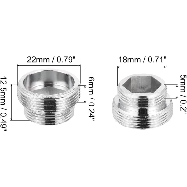 4 stycken kranadapter 18mmx4,5 mm yttergänga på 22mmx6,5mm au? Enterwinden mässing kran kran fläkt anslutning för köket badrummet