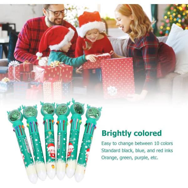 Kulspetspennor med jultema, sidenskrivande 10 färger Julkulspetspennor för barn för kontor (pojkmönster)