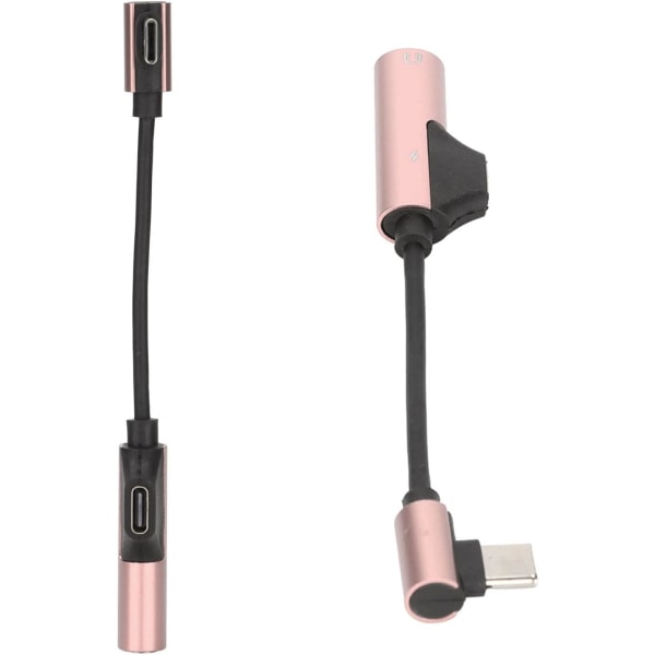 Hörlursadapterkabel typ C till 3,5 mm abs 2 delar 2 i 1 hopfällbar funktionell för telefon Tablet PC (rosa)