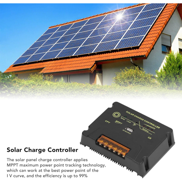 MPPT Solar Charge Controller, 20A Solar Panel Charge Controller med USB port, 12V/24V Solar Charge Controller (CPY-2420)