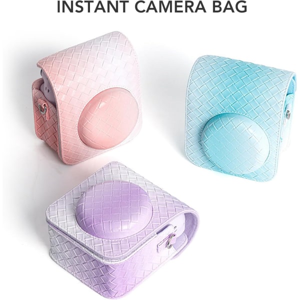 Instant Camera Case, Portable Case Instant Camera Bag PU Läder Regnsäker Mjuk Kamera Case med axelrem för Fujifilm Instax Mini