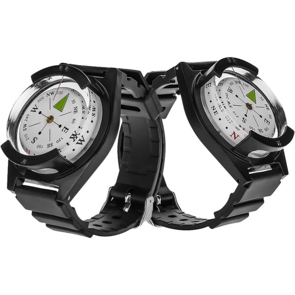 Kompass för vandring, utomhus mini lätt armbandsur Abs Kompass Gummi klockband Verktygstillbehör