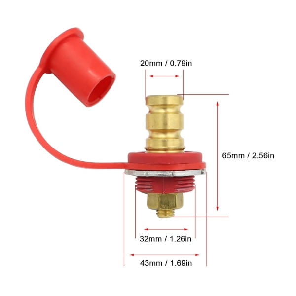 Batteriladdare Post Kit 20mm Cap Bil RV Lastbil Laddningshög Jumper Terminal Svart Röd Fjärrpostterminaler