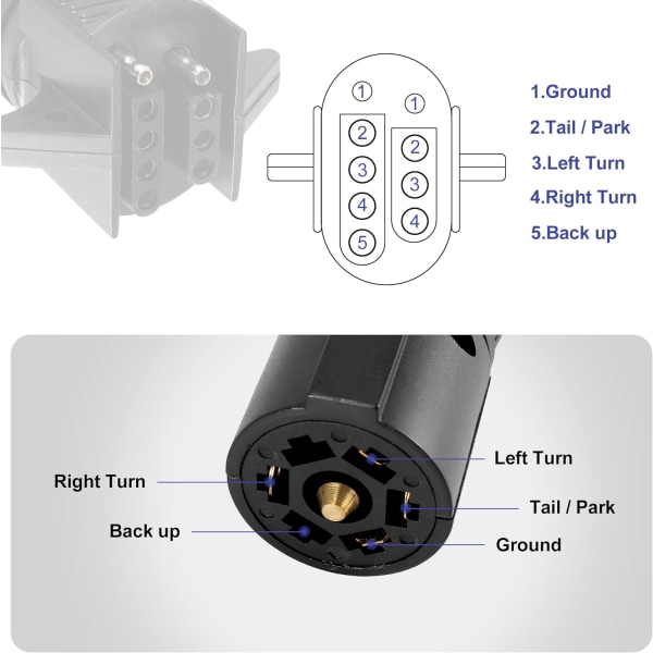 2 i 1 trailerkontaktadapter 7 polerar på 4 och 5 omgångar av tillbehör