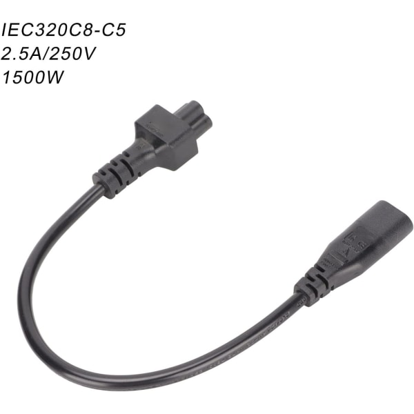 Power Power Iec320 C8 till Iec320 C5 Power Iec320 C8 hane till C5 hona kabeladapter för 3-stifts power för bärbar dator 100‑250V