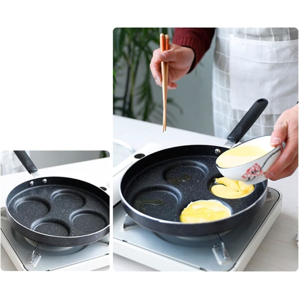 Äggpanna, 4 koppar äggstekpanna Nonstick med stekhål, enhetlig uppvärmning - Nonstick äggpanna för frukost, gasspis, andra köksredskap
