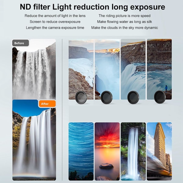 ND-filter med räfflad design för GO 3-sportkamera Minska överexponering och förläng exponeringstid Bildbehandlingskvalitet optiskt glasflerskiktsbeläggning