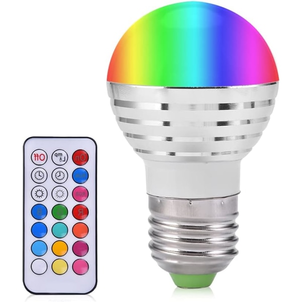 E27 RGB LED-ljus, 3W RGB LED-ljus, med fjärrkontroll 16 ljuslägen Flerfärgad LED-ljuslampa för korridorer, toaletter,