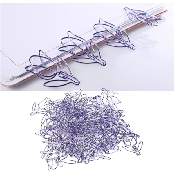 50 st tulpanklämmor Söt lila tulpandesign Slitstark metall Ofta använda blomklämmor för kontorsdokumentfilorganisation Skola