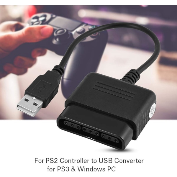 Ps2 till USB adapter PS2-kontroll till USB abs svart för Sony Playstation 2 PS2-kontroll till USB adapter omvandlare för PS3 Windows PC