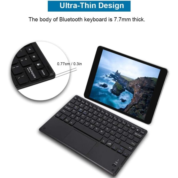 Bluetooth Tangentbord Trådlöst Bluetooth Tangentbord Plast Svart Ultra Slim Trådlöst Bluetooth Tangentbord Med Pekplatta För Windows PC Phone Tablet