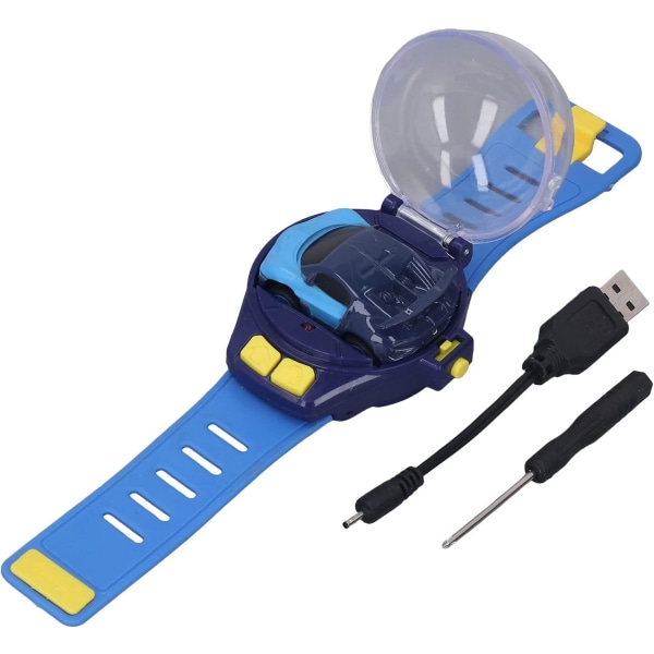 RC Car Watch Leksaker, Mini USB Laddning 2,4 GHz Racing Car Watch Leksak 32,8yd cover för pojkar (blå)