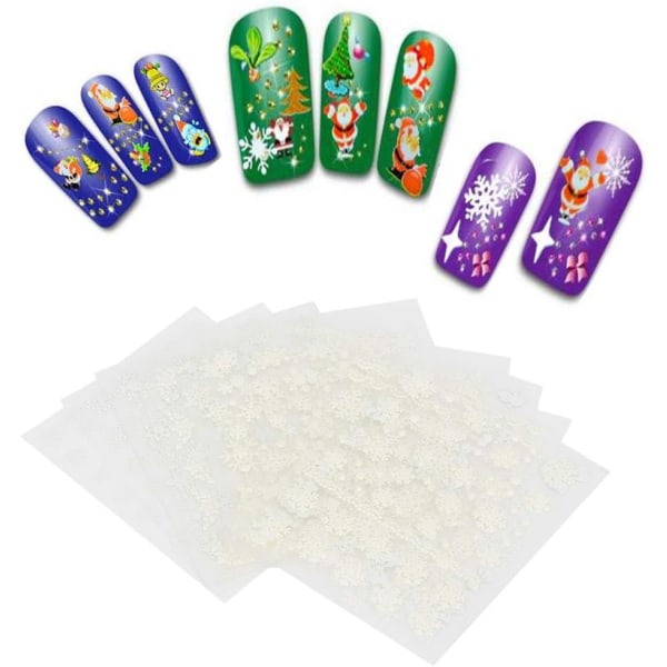 Nail Snowflake Stickers Konst Vita Naglar 12st Jultema Nail Art Sticker Nageldekaler Dekaler Gör-det-själv-överföringsdekaler Dekoration Verktygsnöflinga