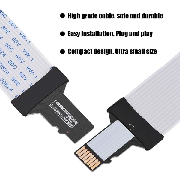 Micro SD-kortförlängningskabel Micro SD-förlängningskabel Plast Ffc Ny Micro SD-minneskortplats till Tf-kortförlängningskabel med case