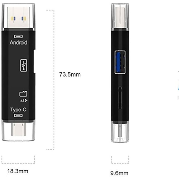 USB Type C Adapter Multifunktionskortläsare 5 i 1 USB 3.0 Type C Minneskortläsare OTG Reader Adapter (a)