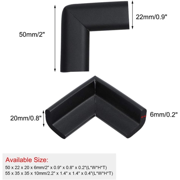 Skum M? Bel bord skrivbord cover skyddsdyna hörnkudde Sto? Stångskydd 20-pack/svart 2"x 0,9" x 0,8"