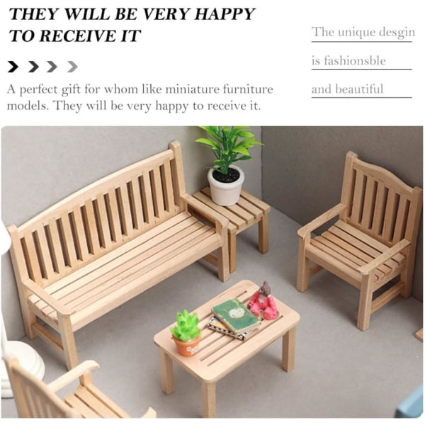 20 st Trädgårdssits Stol Bänk Tiny Furniture Mini Trärekvisita