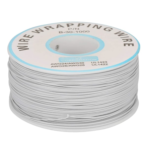 30Awg Aviation 30Awg Monofilar Up 1 Roll Wire Wrap Enkel koppartråd 30Awg Kabel 0,25Mm Kärndiameter (blå) (Vit)