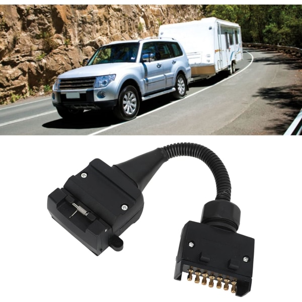 Trailer Wire Plug, Trailer Adapter 7-polig platt hankontakt till 12-polig platt honkontakt Caravan-kontakt