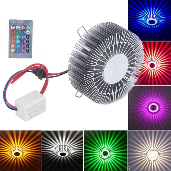 Sun Flower Vägglampa Aluminium 3W RGB LED Aluminium Vägglampa med Fjärrkontroll för Sovrum Sängbord Vardagsrum 85‑277V 24 Nycklar Fjärrkontroll