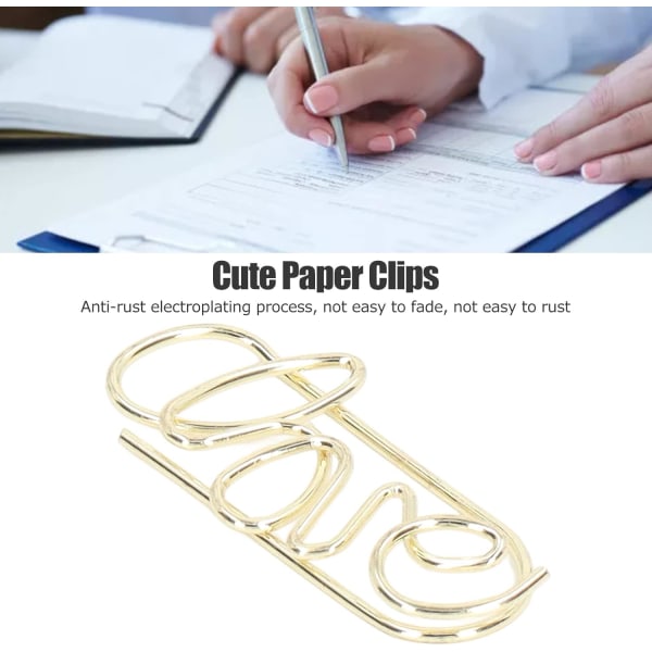 100 st Creative Metal Paper Clips Paper Clips Bärbara Söta Mini Elektropläterade Guld Metal Paper Clips för kontor Hem Filsortering med
