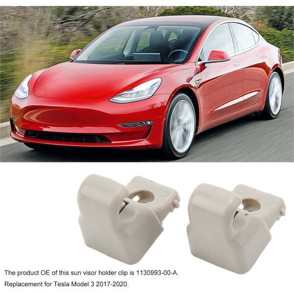 Solskyddsklämma Solskyddsklämma Abs 2st Solskyddsklämma 1130993‑00‑A Vänster Höger Solskyddskrok Byte för Tesla Model 3 2017-2020