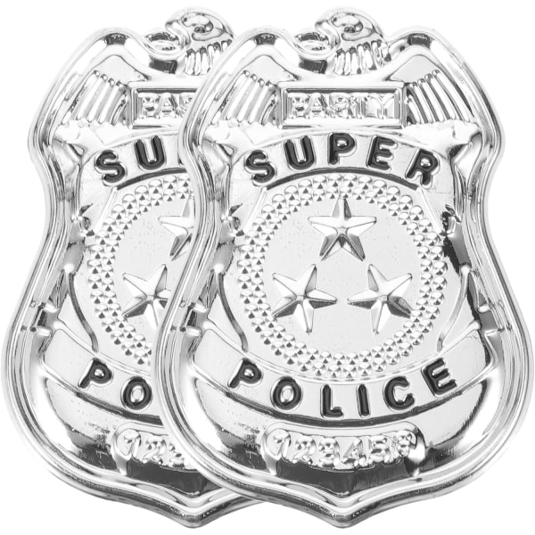 Polismärke för barn 2 st låtsaslek Super Halloween Cop Cosplay Kostym Tillbehör Rollspel Klä upp rekvisita till födelsedagsfester