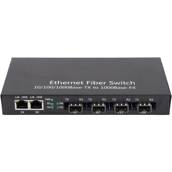 Fiber Switch Ethernet Media Converter Ethernet Media Converter Rj45 10 100 1000M 4 Fiber 2 Portar Single Mode Dual Fiber För Ieee802.3Z Ab