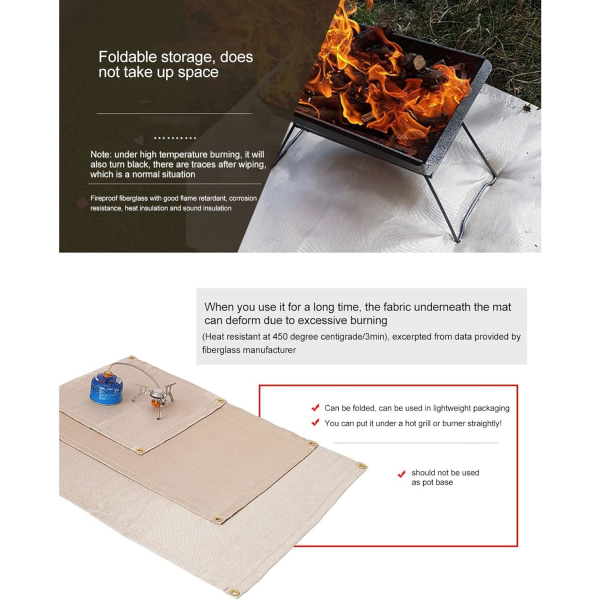 Brandskyddsmatta, anti-flammatta för camping hopfällbar eldstad (typ 2)