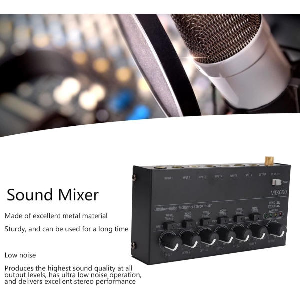 Ljudmixer, Lätt att installera Stereo Line Mixer 6 Channel Distortion Free för Studio