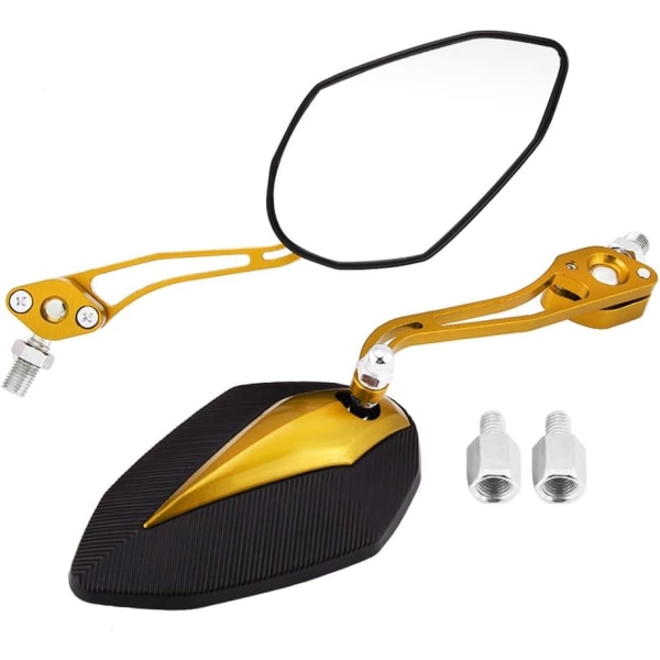 Motorcykelspegel, ett par 8 mm 10 mm universal motorcykelskoter Motorcykelbackspegel backspeglar (gul)