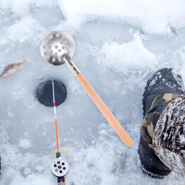Isfiskeskopor Isfiskeskimmer med trähandtag Ice Scooper Skimmer slev för att skopa ut is under isfiske