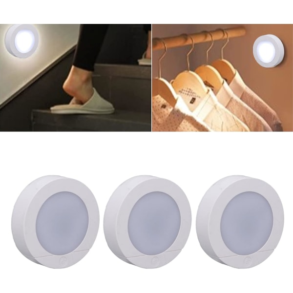 LED-skjutljus, 3-st Tappljus Beröringsljus Nattpuckljus Batteridrivna skåplampor för hemskåpsdisk, 3.1