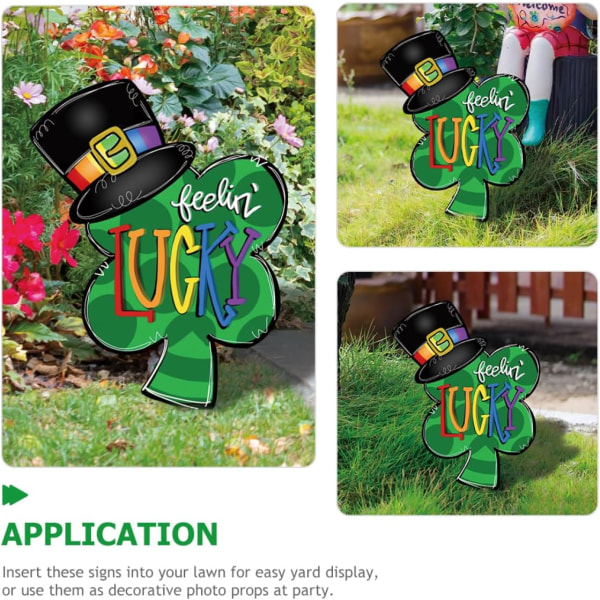 2 st Fyrbladskort Irländska tomtar Trädgårdsskylt Leprechaun Hat Yard Sign Yard Signs with Stakes Shamrock Yard Sign Patricks Day Yard Sign Irish