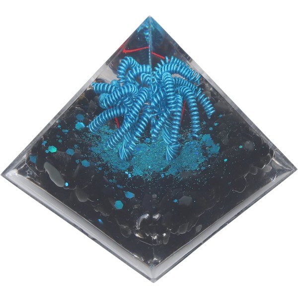 Orgonite Pyramid, Blue Ocean Energy Orgone Pyramid Healing Crystal Gemstone for Luck Rikedom Meditationsdekoration