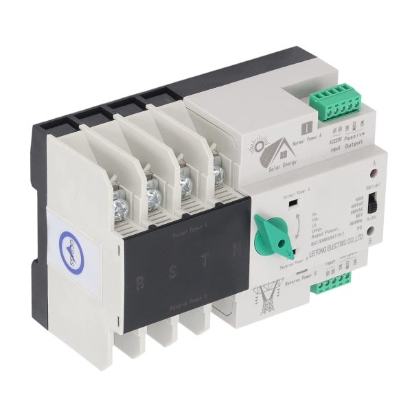 Dual Power Automatic Transfer Switch, 4P Power Switch Controller Säker Millisecond Switching utan avbrott för RV (100A)