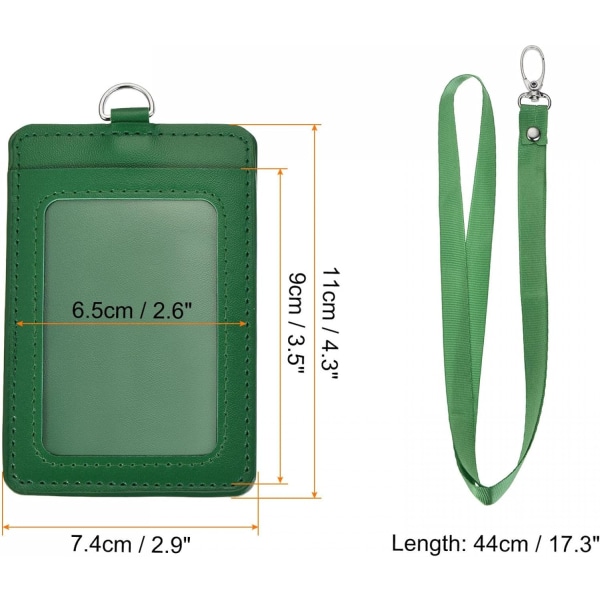 ID-hållare 11x7,4 cm vertikal PU ID-korthållare med en nit avtagbar halslina grön