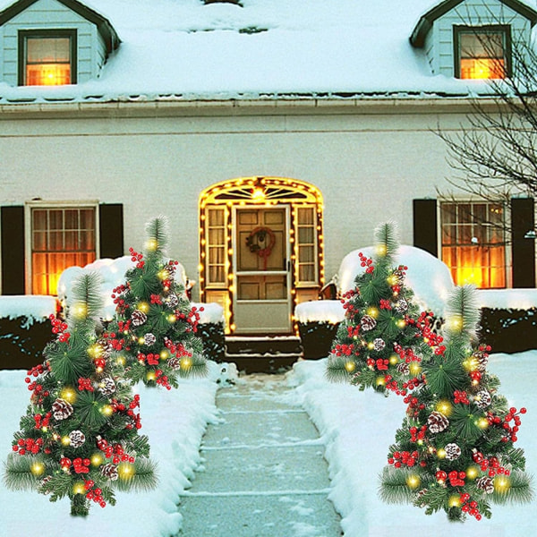 Julgran med gräsmatta ljus och grenar med ljus Solar Juldekorationer Träd ljus Solar Stake Lights Xmas Tree Garden