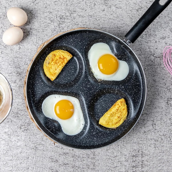 Äggpanna, 4 koppar äggstekpanna Nonstick med stekhål, enhetlig uppvärmning - Nonstick äggpanna för frukost, gasspis, andra köksredskap