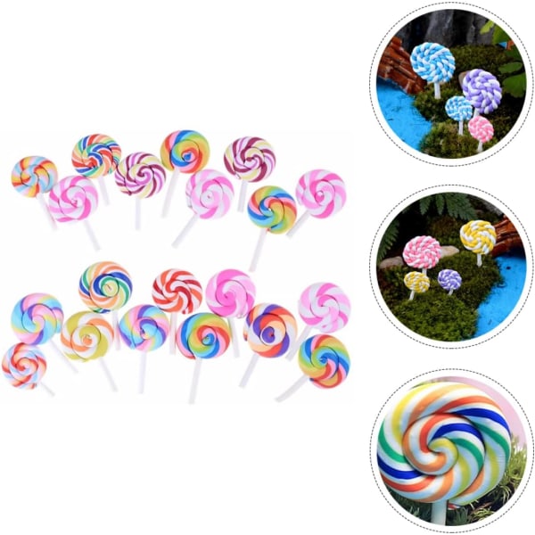 100 st Micro Landscape Lollipop Resin Platt rygg Godis Gör-det-själv Scrapbooking Godis Nail Charms Resin Lollipop Charms Miniatyr Kid Toy Rainbow