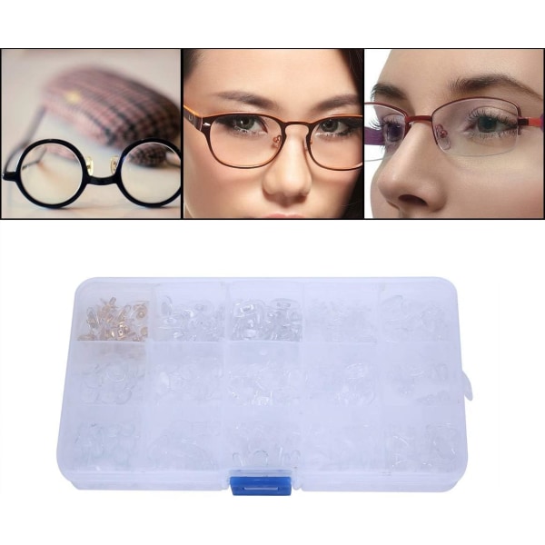 Nasenpads Brille Silikon 300st 15 värden Silikon näskuddar Glasögon Skruva på glasögon Mjuka tillbehör Reparationsverktyg näskuddar för glasögon