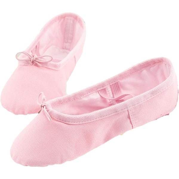 Balettövningsskor, Balettdansskor Slitstarka elastiska vristband Rosa Fasta sömmar Andas mjuk lädersula för barn Småbarn