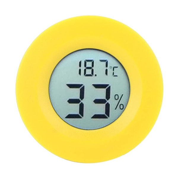 Slim flugfiskelåda Luftfuktighet Temperaturmätare Abs Cirkulär Inbäddad Digital LCD Hygrometer Luftfuktighet Temperaturmätare Inomhus (gult skal)