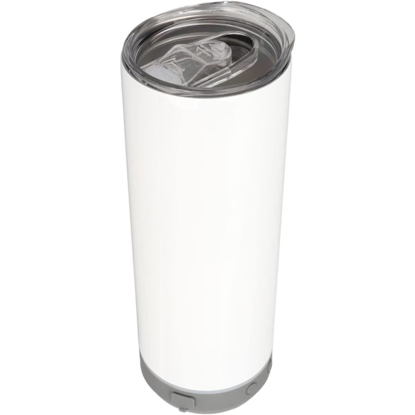 Tumlare med Bluetooth högtalare, 20 ounce avtagbar musikhögtalare i rostfritt stål Tumbler Cup med LED-ljus och lock (vit)
