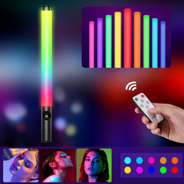 RGB Handhållen LED-videoljus Wand Stick Fotografi Ljus, Dubbelfärgstemperatur Fullfärgad Handhållen påfyllningslampa Bärbar LED Fotografi Fotografi Fotografi